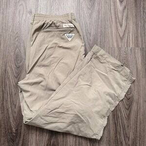 Columbia PFG Convertible Zip Off Cargo Pants Mens Size M Beige Fishing Gear